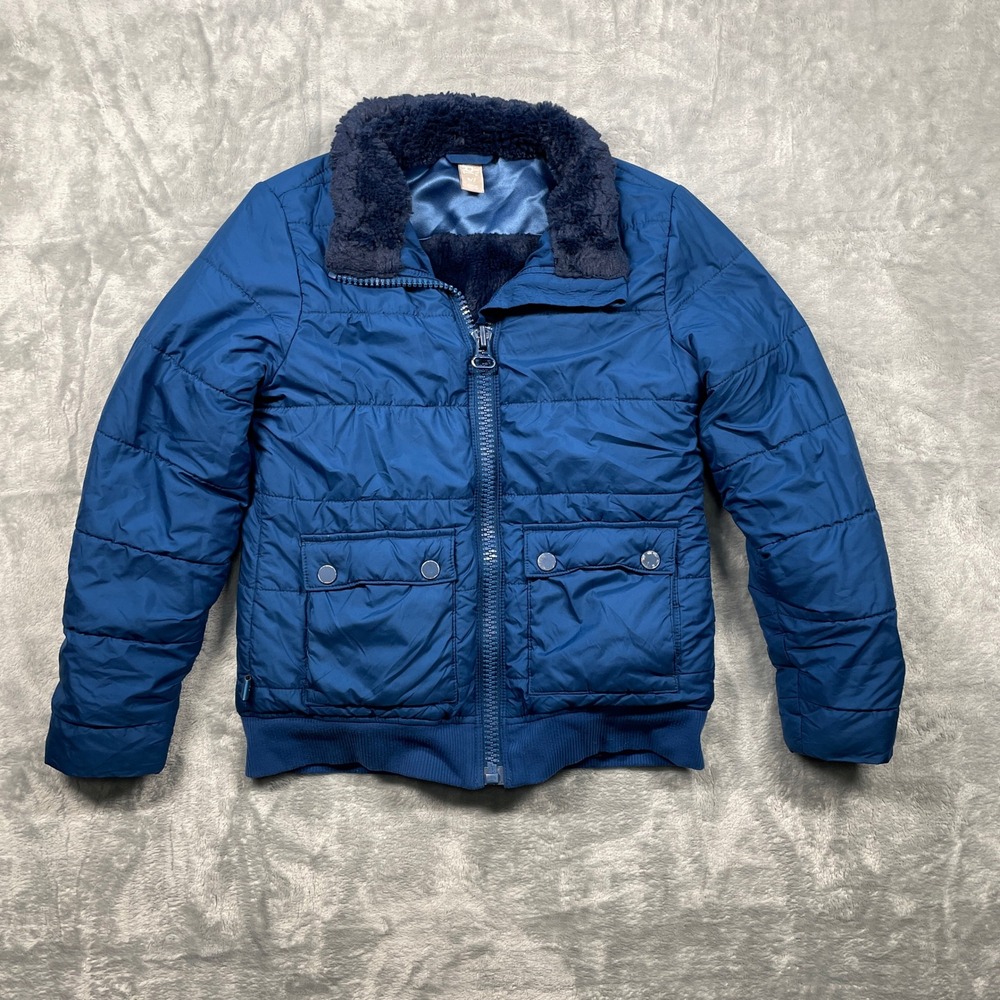 Athleta Girl Blue Puffer Jacket Fleece Lined Size S 7
